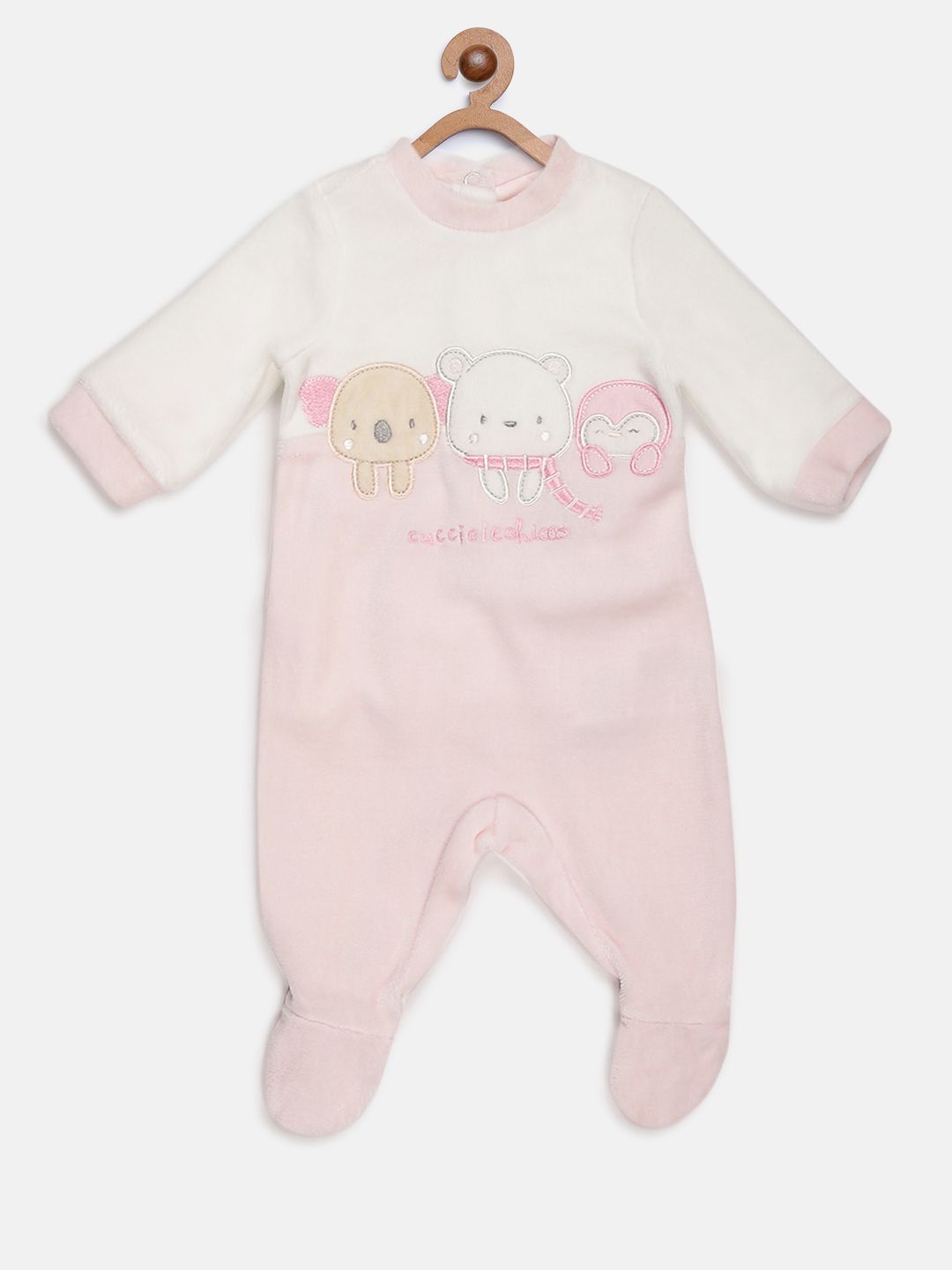 Velour Babysuit-Back Opening-Pink